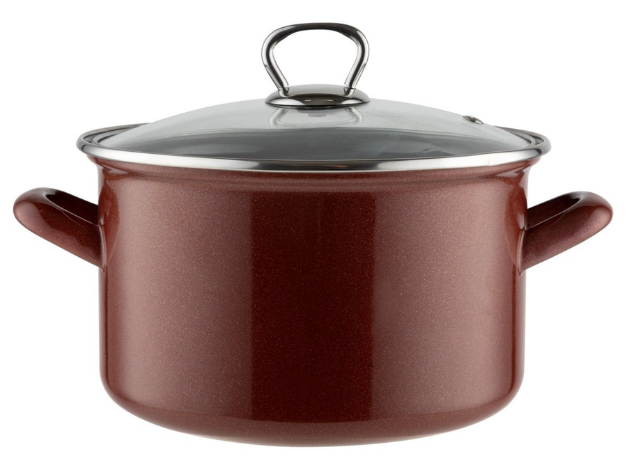 Garnek emaliowany na gaz i indukcję Emalia Polska Pleszew Marigold z pokrywką czerwony 22 cm 4,7 l
