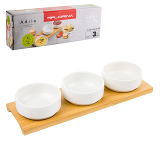 Miseczki do dipów Adria okrągłe komplet 3 szt. na podstawce Florina