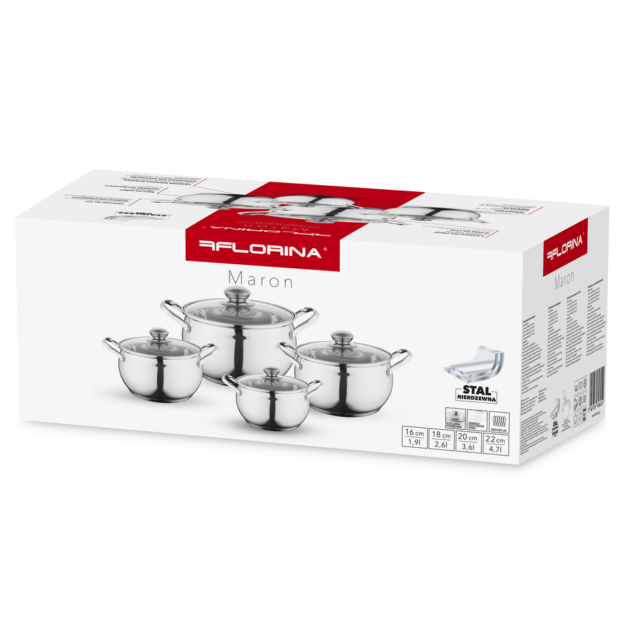 Komplet garnków ze stali nierdzewnej Florina Maron 8 elementów