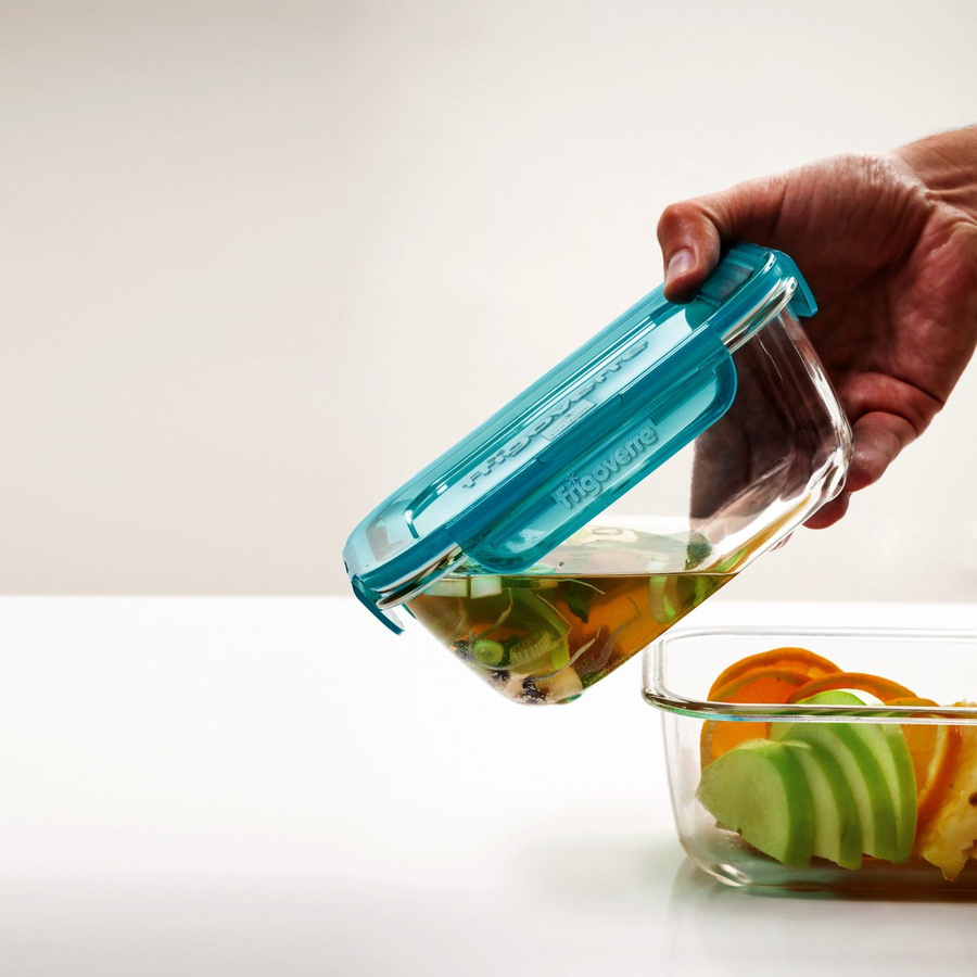 Zestaw pojemników do żywności Bormioli Rocco Frigoverre Evolution 12x12 cm; 18x14 cm; 18x18 cm; 14 cm