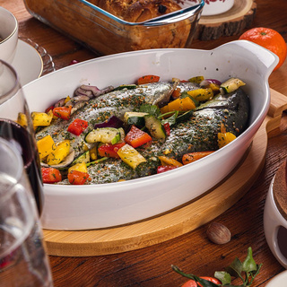 Naczynie ceramiczne na podstawie bambusowej Florina Modeno owalne 33,5 cm