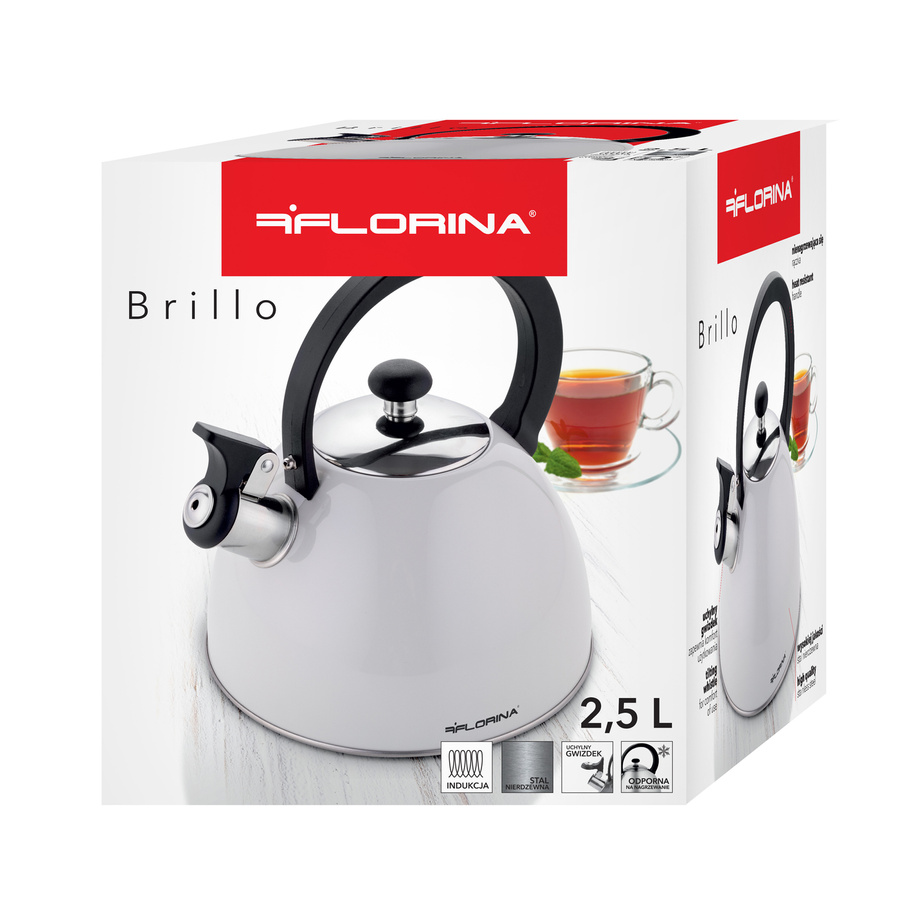 Czajnik ze stali nierdzewnej Florina Brillo jasnoszary 2,5 l
