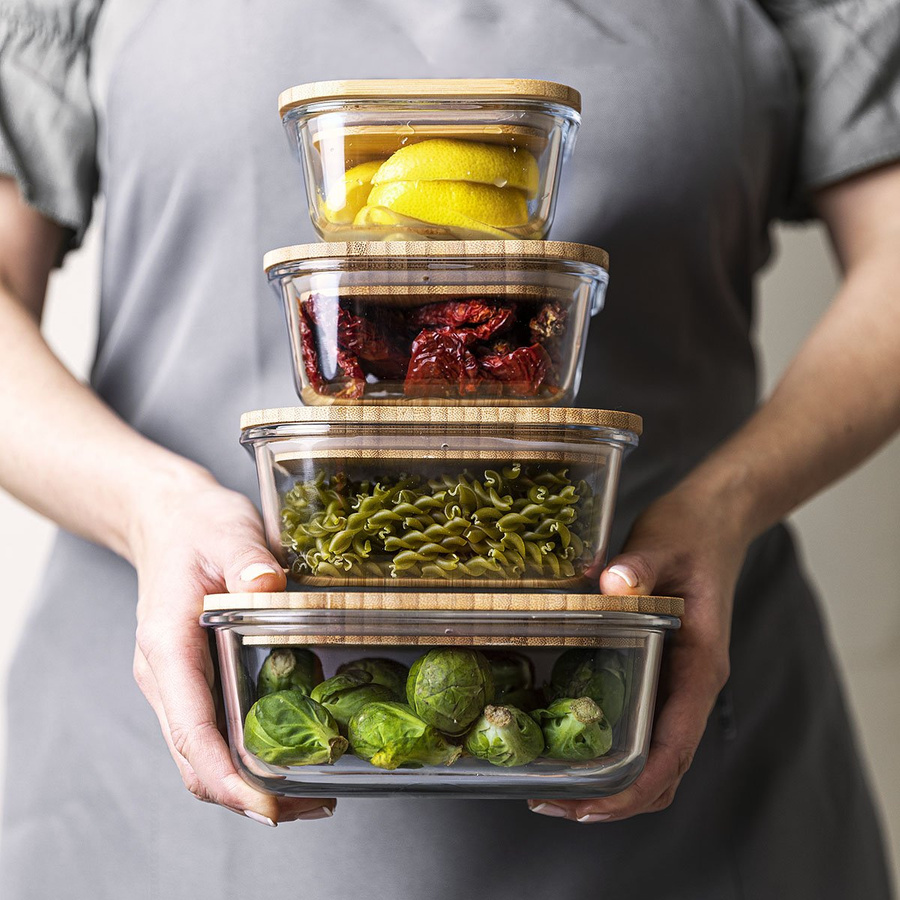 Szklany pojemnik z bambusową pokrywką do przechowywania żywności Florina Clavato 500 ml