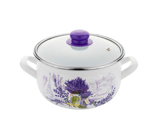 Garnek emaliowany na indukcję Emalia Polska Pleszew Trawy Lawendy 18 cm 3 l