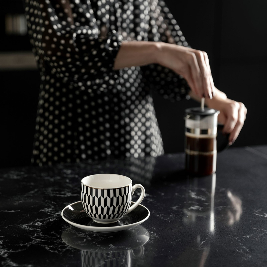 Filiżanka porcelanowa Florina Black Avenue Chanella 240 ml czarno-biała