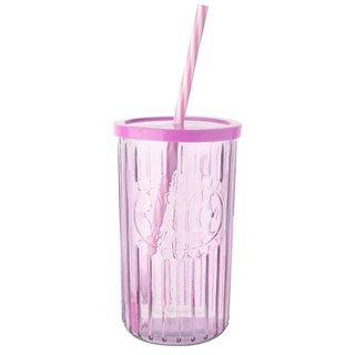 Szklanka ze słomką w prążki Florina 450 ml