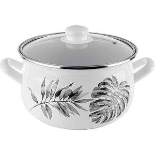 Garnek emaliowany z pokrywką Emalia Polska Pleszew Monstera 18 cm 3 l