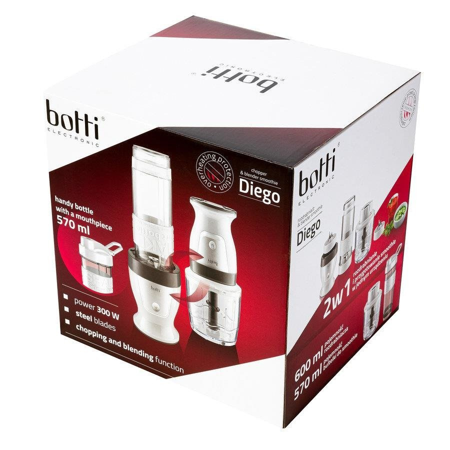 Rozdrabniacz + Blender Smoothie Botti Electronic Diego 2 w 1 300 W biały
