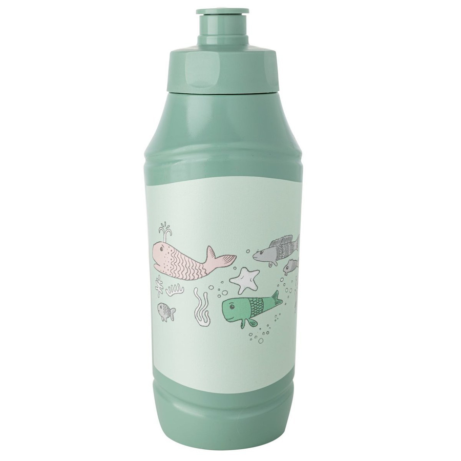 Bidon szkolny / butelka z ustnikiem dla dzieci Praktyczna Forever Young Rybki 375 ml zielony
