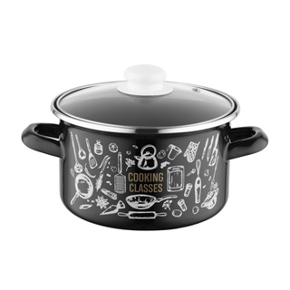 Garnek Emaliowany prosty Kitchen Black 18cm 3l