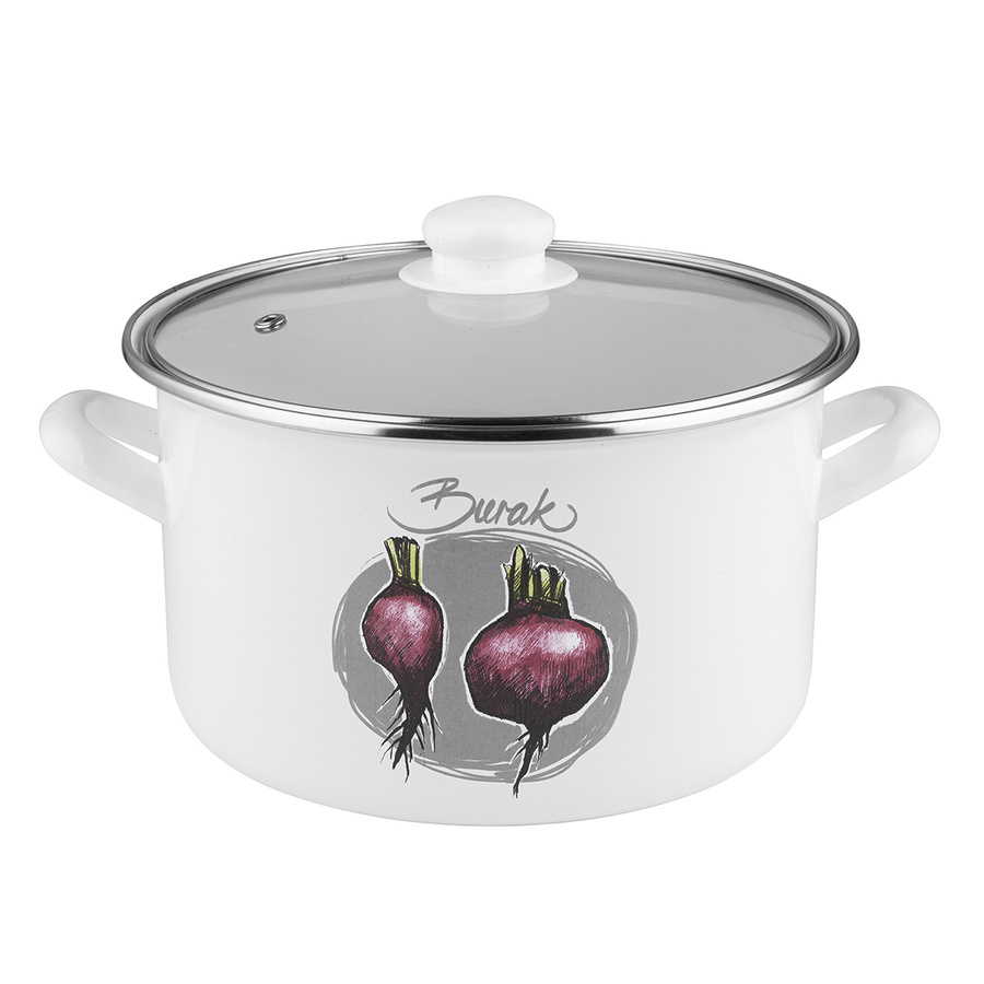 Garnek emaliowany na indukcję i gaz Emalia Polska Pleszew Burak 22 cm 4,7 l