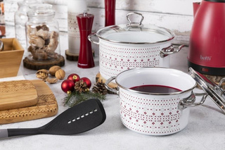 Garnek emaliowany Emalia Polska Pleszew Merry biały 22 cm 5,5 l