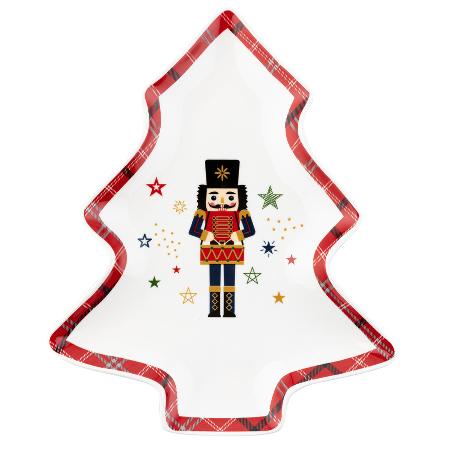 Talerz do serwowania w kształcie choinki Nutcracker Dziadek do orzechów 29x24cm 