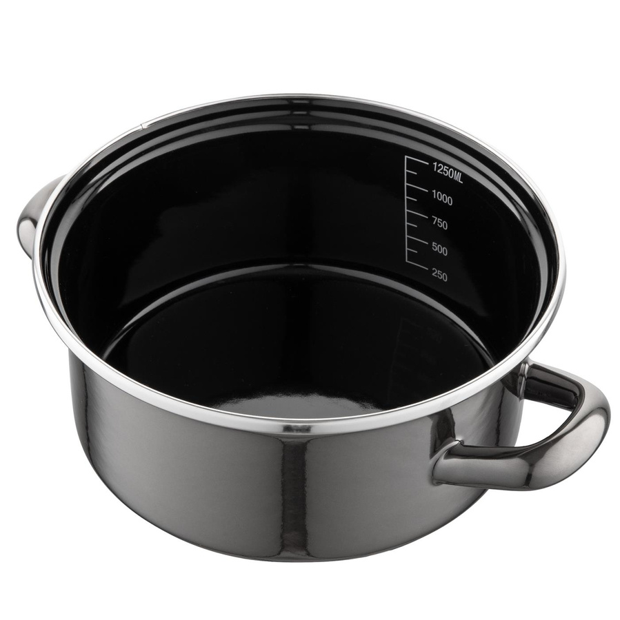 Garnek niski emaliowany Emalia Polska Pleszew Metalico 16 cm 1,4 l