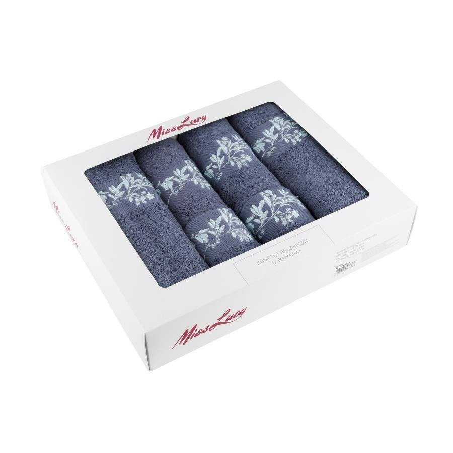 Komplet ręczników Miss Lucy Abbienti 6-elementowy niebieski jasnoszary