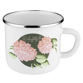 Kubek emaliowany na indukcję Emalia Polska Pleszew Hortensja 12 cm 1,2 l