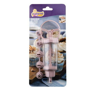 Dekorator do ciast Praktyczna szpryca 6 końcówek różowy