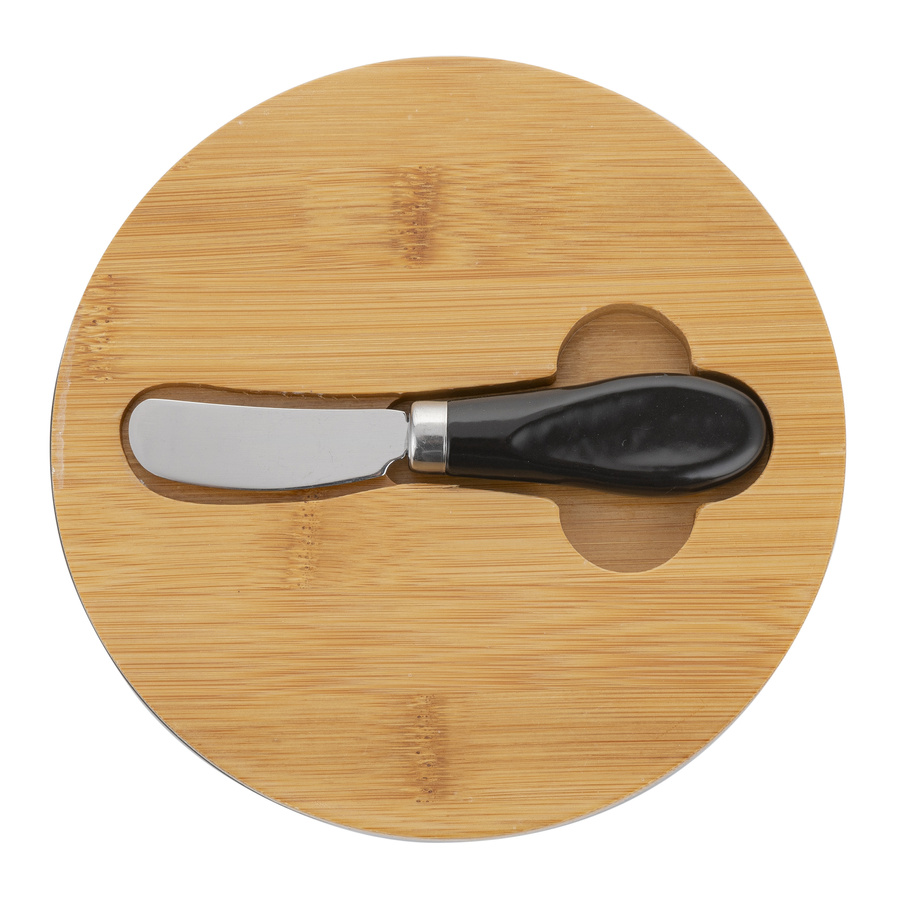 Maselnica z bambusową pokrywką i nożem Florina Adria 16x6 cm czarna