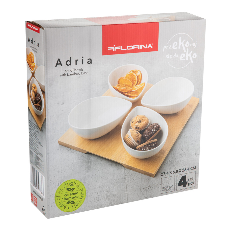 Miseczki do dipów Adria łezka kpl 4 szt. na podstawce 15cm Florina