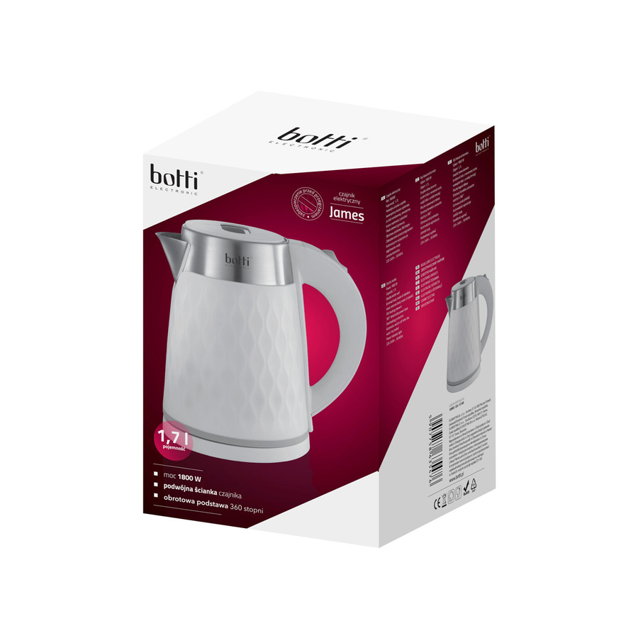 Czajnik elektryczny Botti Electronic James 1,7 l 1800 W biały