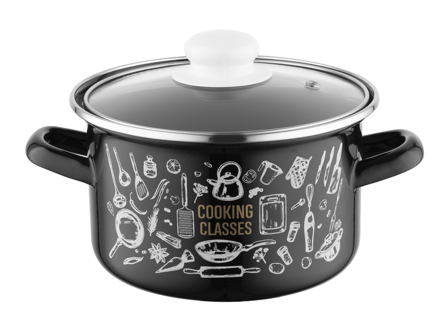 Garnek emaliowany prosty Kitchen Black 16cm 2,1l