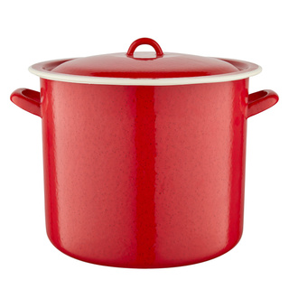 Garnek emaliowany Emalia Polska Pleszew gładki czerwony 15 l