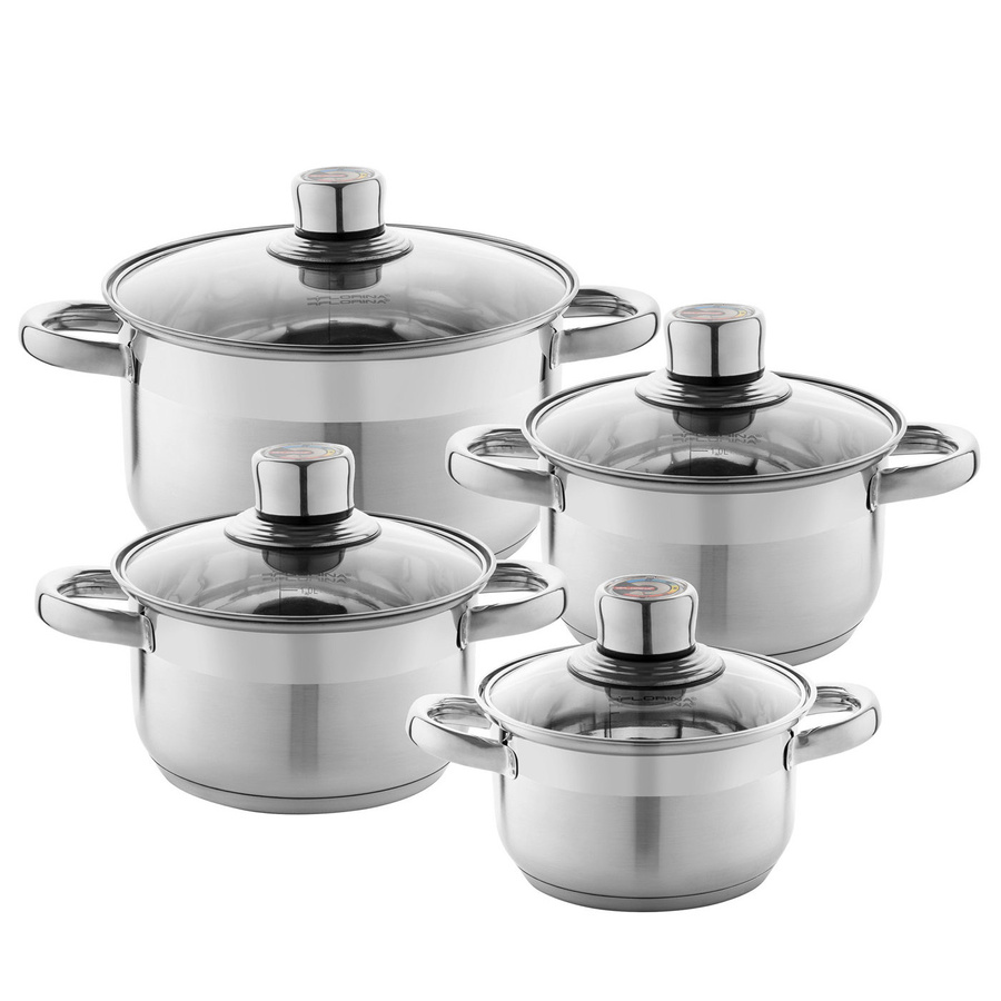 Komplet garnków ze stali nierdzewnej Florina z termometrem Pablo 8 elementów