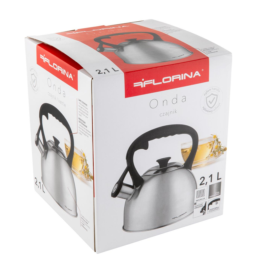 Czajnik ze stali nierdzewnej na indukcję i gaz Florina Onda 2,1 l