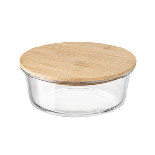 Szklany pojemnik z bambusową pokrywką Florina Clavato 640 ml okrągły