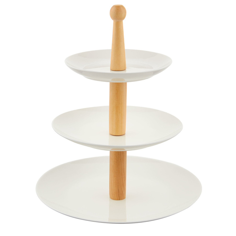 Patera na ciasto trzypiętrowa porcelanowa Florina