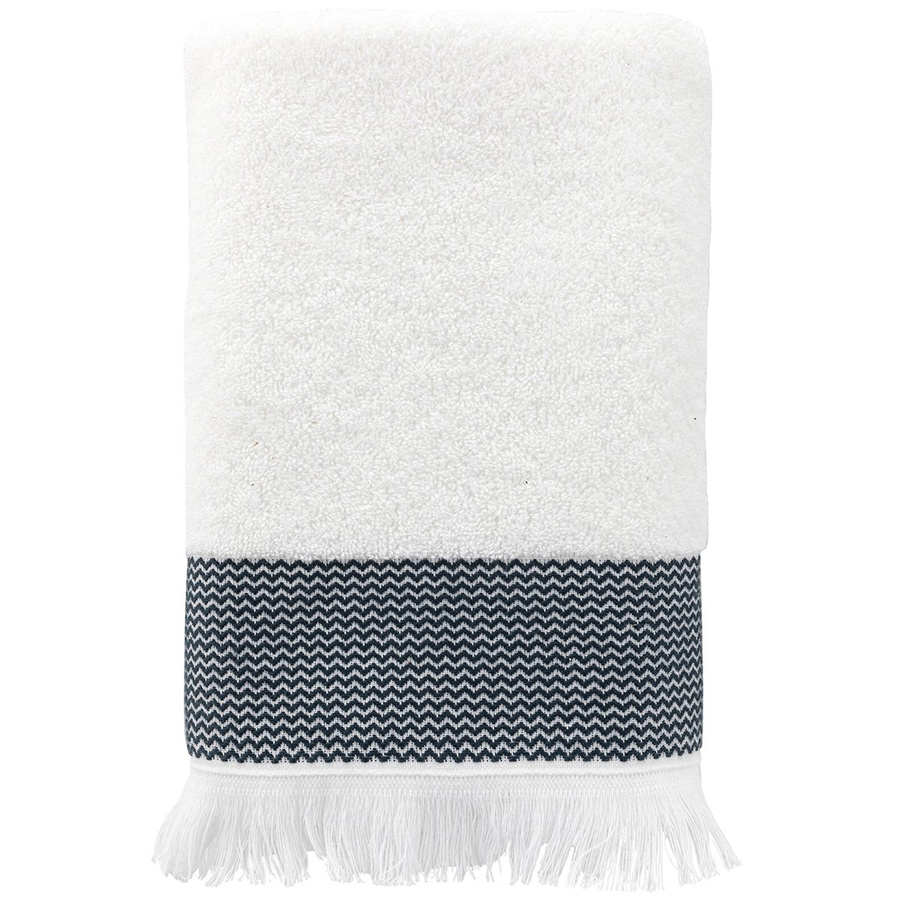 Ręcznik bawełniany z frędzlami Miss Lucy Natika 50x90 cm biały