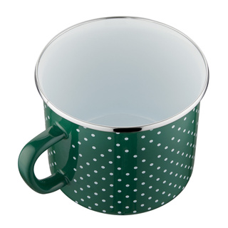 Kubek emaliowany na indukcję Emalia Polska Pleszew Retro 14 cm 1,7 l zielony 