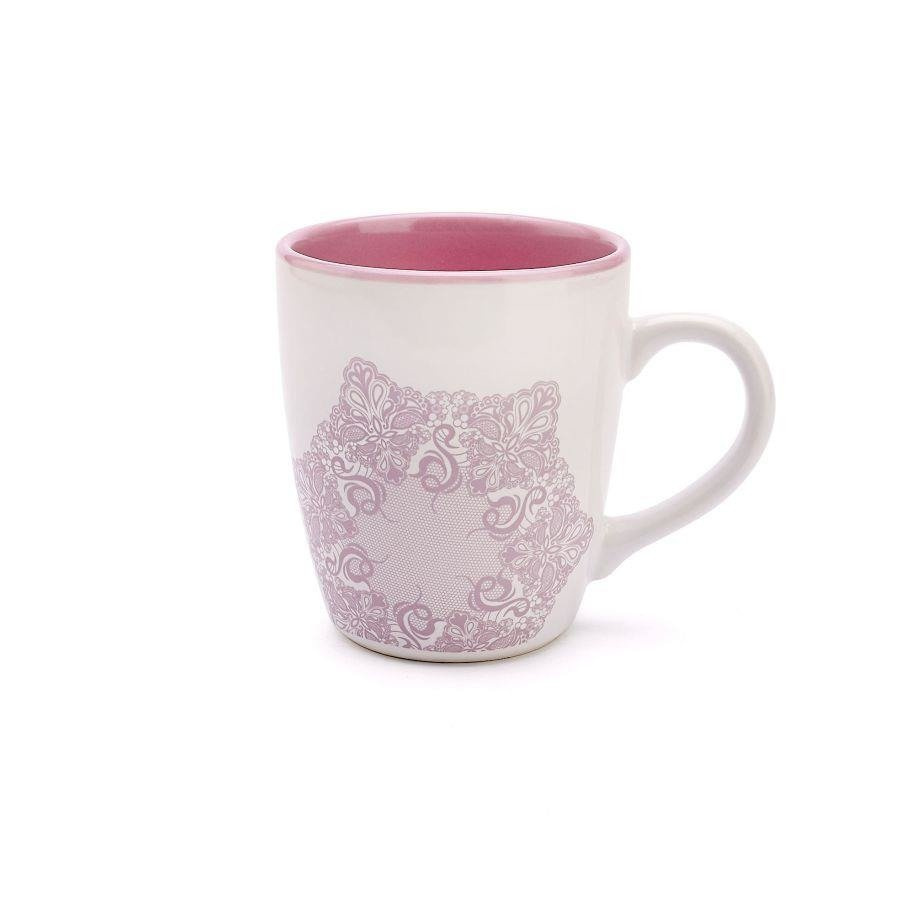 Kubek Florina Bona 400 ml biało-różowy