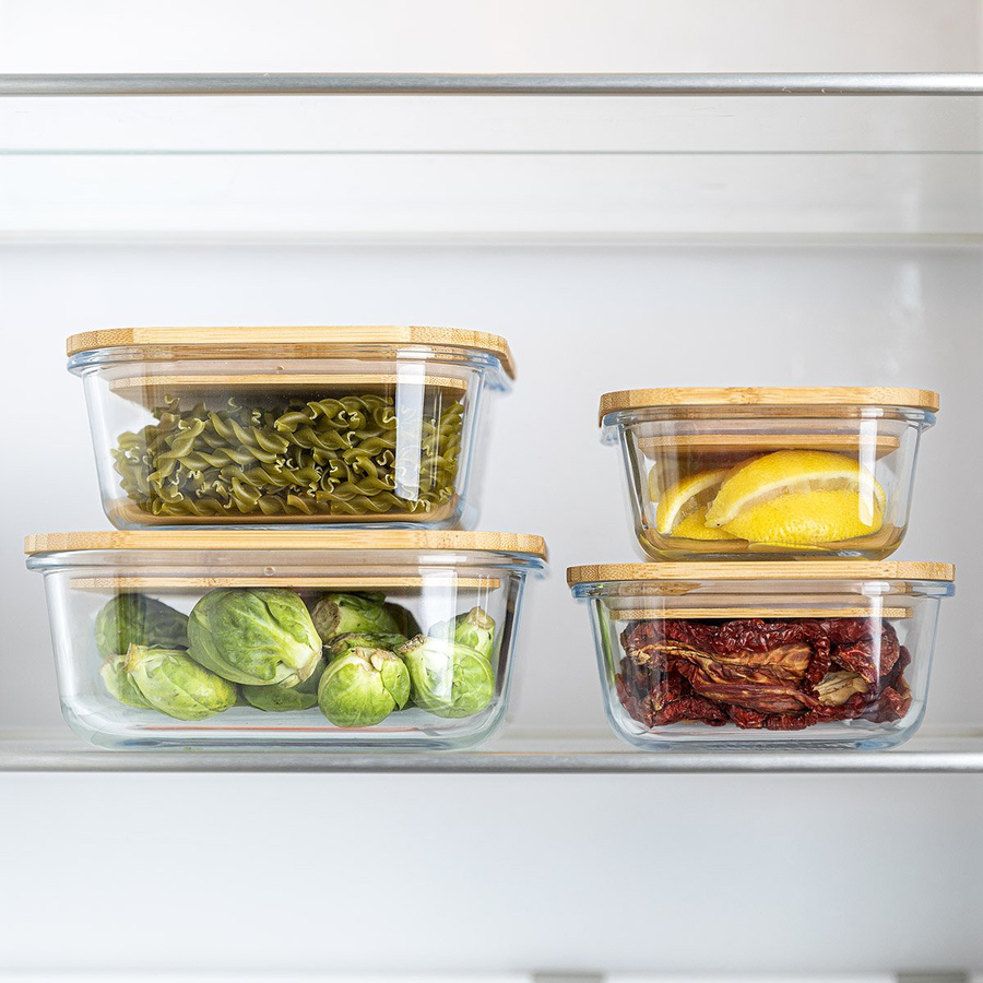 Szklany pojemnik z bambusową pokrywką do przechowywania żywności Florina Clavato 500 ml