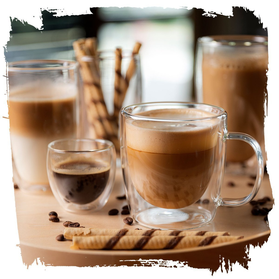 Zestaw 6 sztuk Szklanki termiczne z uchem double wall Florina Malachit 400 ml