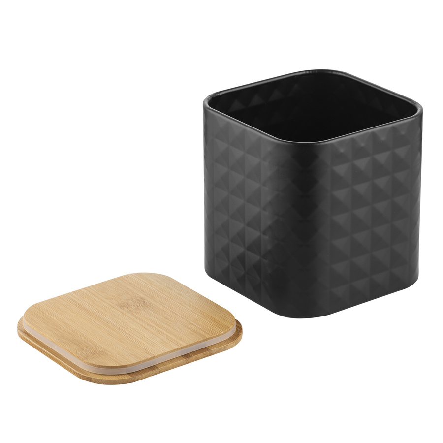 Zestaw kuchenny chlebak i 3 pojemniki na kawę herbatę cukier Florina Cube czarny