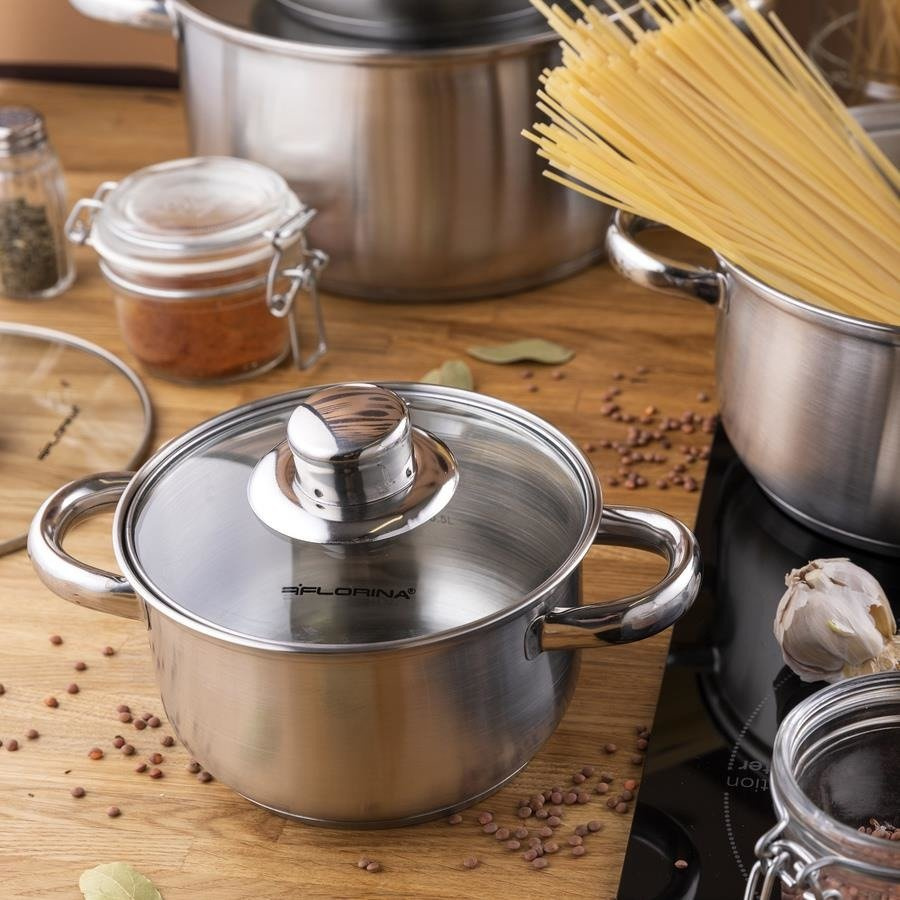 Komplet garnków ze stali nierdzewnej Florina Polpo 8 elementów
