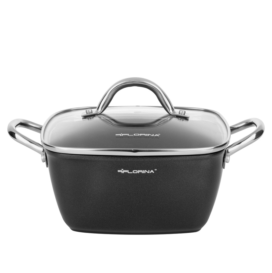 Garnek aluminiowy Florina Nelio kwadratowy z pokrywką 20 cm 2,5 l