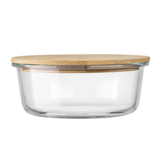 Szklany pojemnik z bambusową pokrywką Florina Clavato 970 ml okrągły