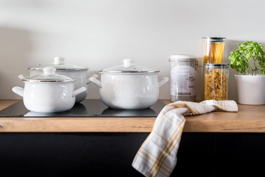 Zestaw garnków Emalia Polska Pleszew Pyza Diamond 16/18/20/22cm