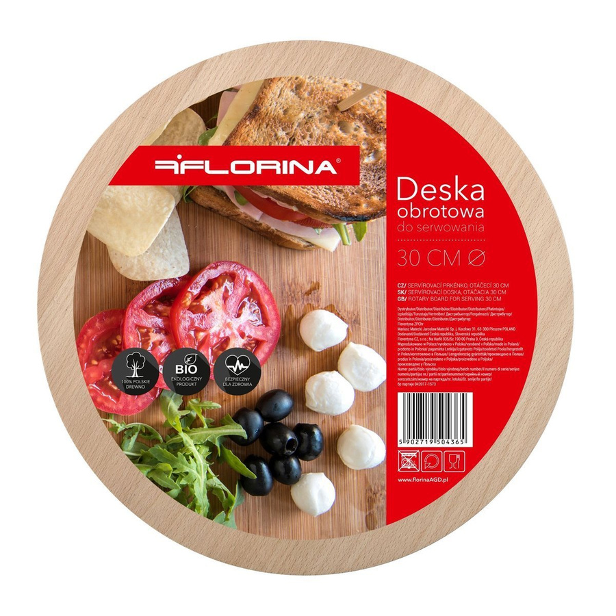 Obrotowa deska bukowa do serwowania Florina 30 cm