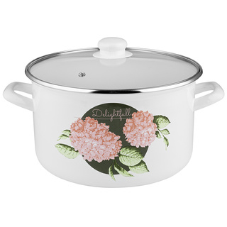 Garnek emaliowany na indukcję i gaz Emalia Polska Pleszew Hortensja 24 cm 5,6 l