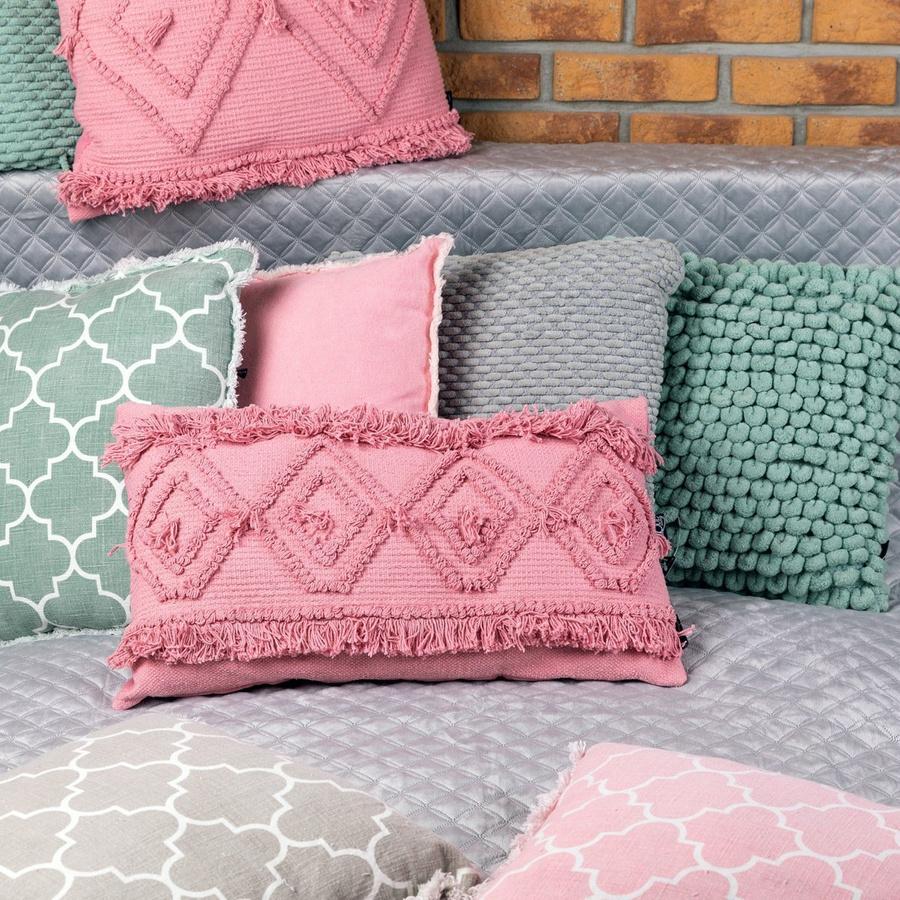Poduszka Unique Living frędzle 45 x 45 cm różowa Miss Lucy
