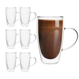 Zestaw 6 sztuk Szklanki termiczne z uchem Florina Malachit 570 ml