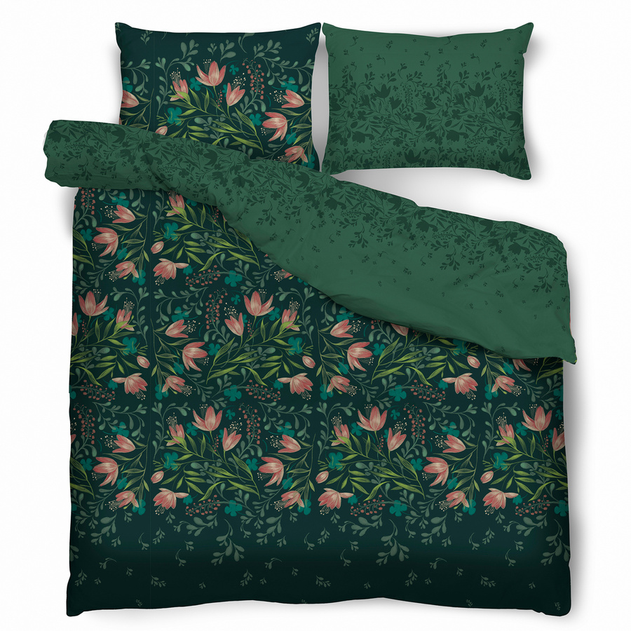 Komplet pościeli Miss Lucy Sweet Dream Green Lily 160x200 cm 2x70x80 cm
