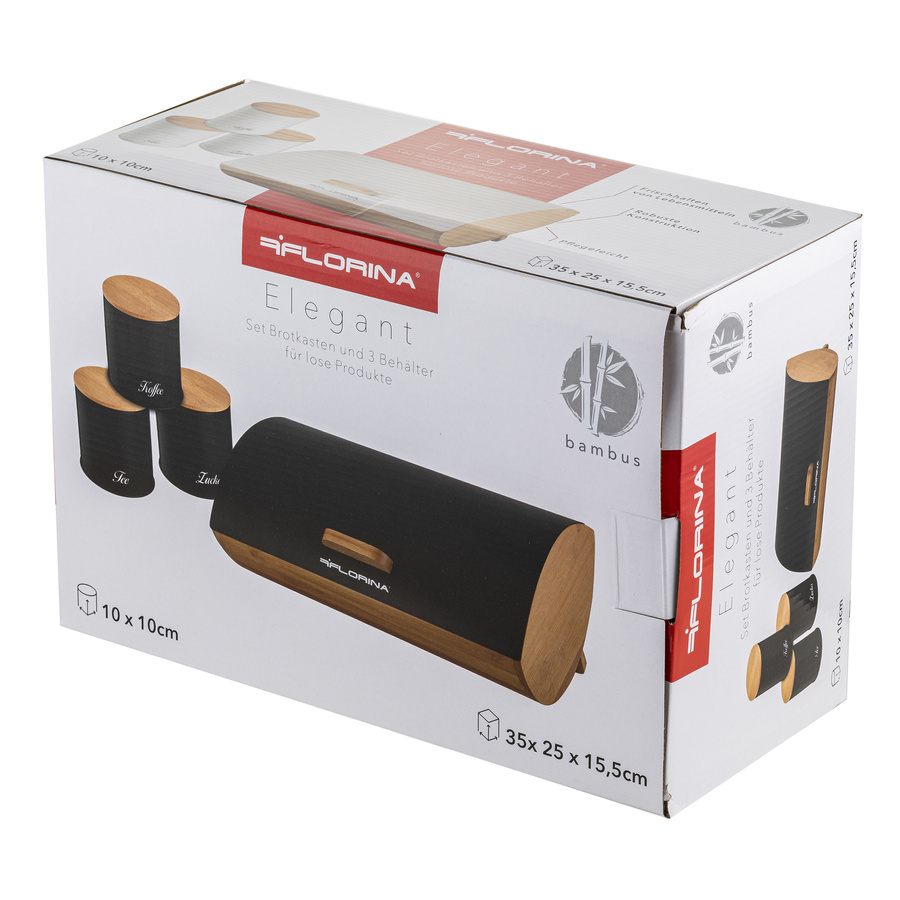 Zestaw kuchenny chlebak i 3 pojemniki – na kawę, herbatę i cukier Florina Elegant biały