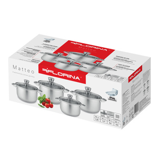 Komplet garnków ze stali nierdzewnej Florina Matteo 8 elementów