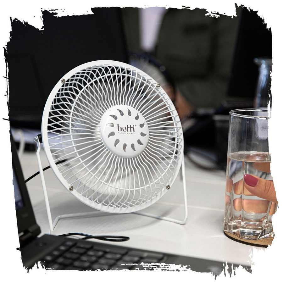 Mini wentylator biurkowy USB Botti Electronic Zeffir biały 15 cm moc 2,5 W