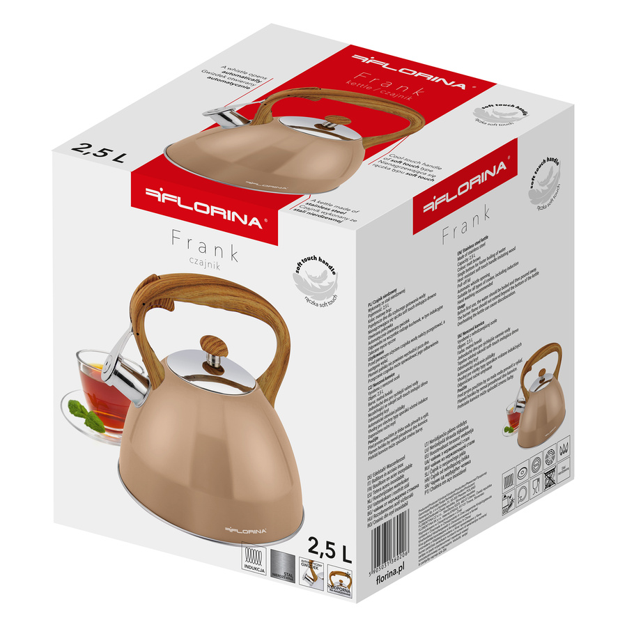 Czajnik nierdzewny Florina Frank 2,5 l, brązowy