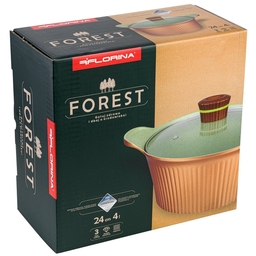 Garnek aluminiowy Florina Forest z pokrywką 24 cm 4 l